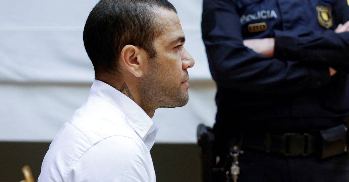 Brazil soccer player Dani Alves sits in court during the first day of his trial in Barcelona, Spain. Photo: Reuters