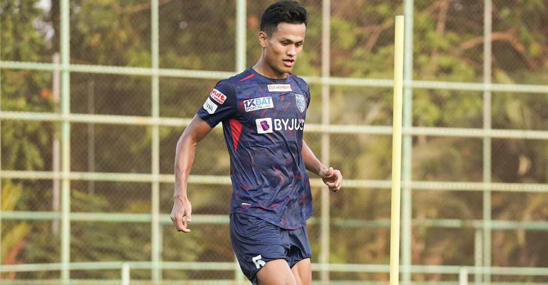 Kerala Blasters players Jeakson Singh during a training session. File photo: X@KeralaBlasters