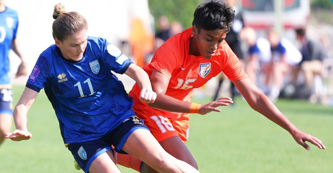 Action from the IKosovo-india match. Photo: X@IndianFootball
