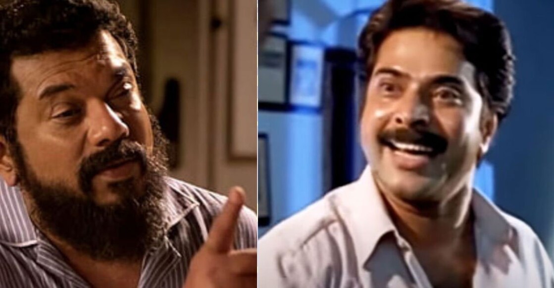 Untitled design - 1 Screengrabs showing characters played by Mukesh and Mammootty that find reference in the Kerala Blasters' video.