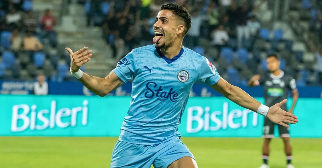 Vikram Pratap Singh celebrates a goal. Photo: ISL