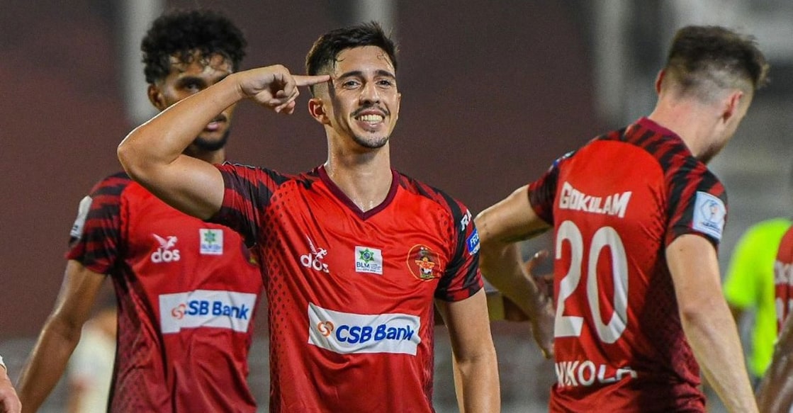 Gokulam Kerala players celebrate a goal. Photo: Gokulam Kerala