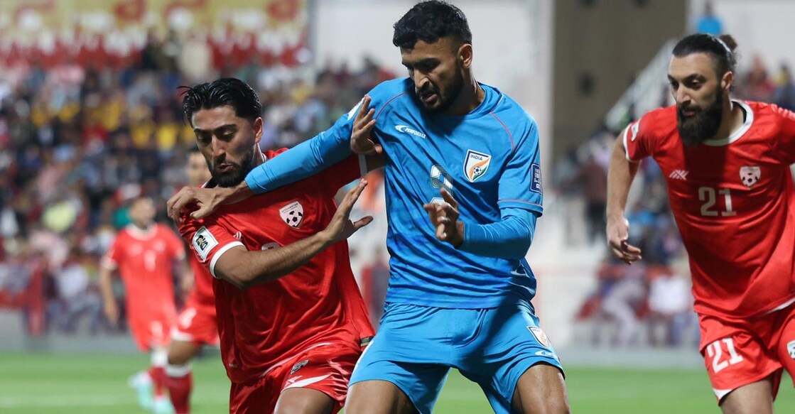 Action from the Afghanistan-India match. Photo: X@IndianFootball