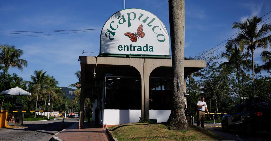 A view of the entrance of the residential condominium in Guaruja, Brazil, where Robinho has one of his houses. Photo: Reutersd/Amanda Perobelli