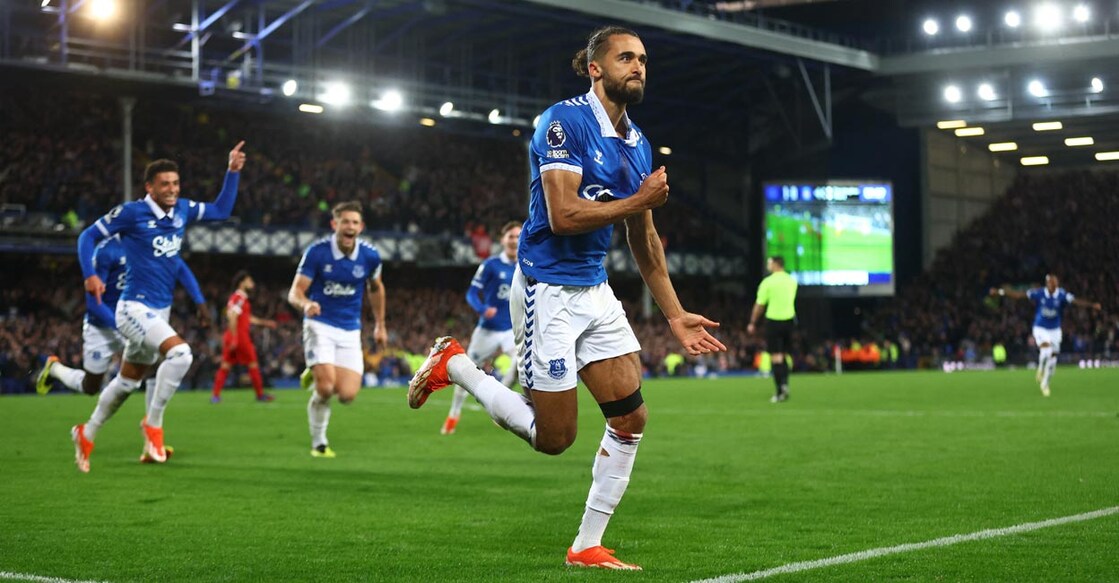 Everton's Dominic Calvert-Lewin celebrates scoring their second goal. Photo: Reuters/Carl Recine