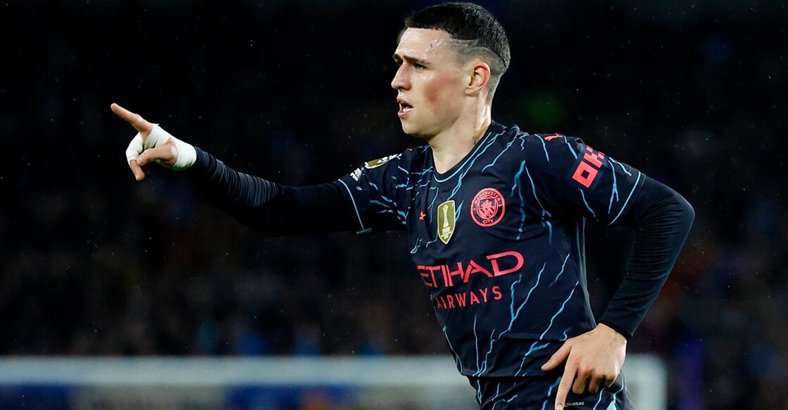 Manchester City's Phil Foden celebrates scoring their third goal. Photo: Action Images via Reuters/Peter Cziborra