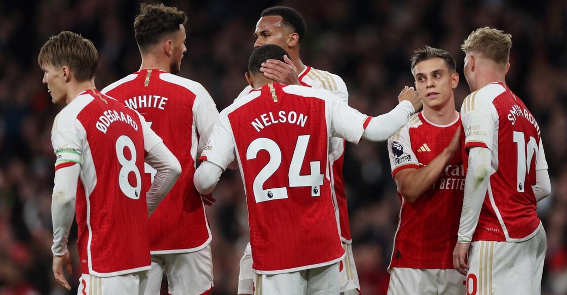 Arsenal players celebrate a gol against Luton Town. Photo: Action Images via Reuters/Paul Childs