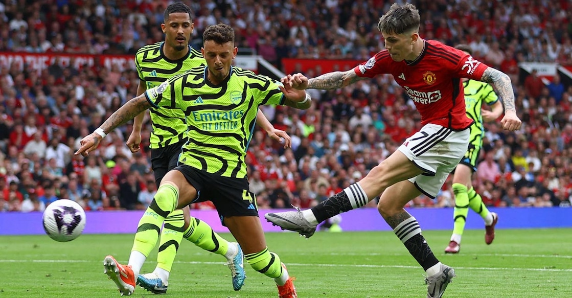 Alejandro Garnacho Manchester United's Alejandro Garnacho shoots at goal. Photo: Reuters/Carl Recine