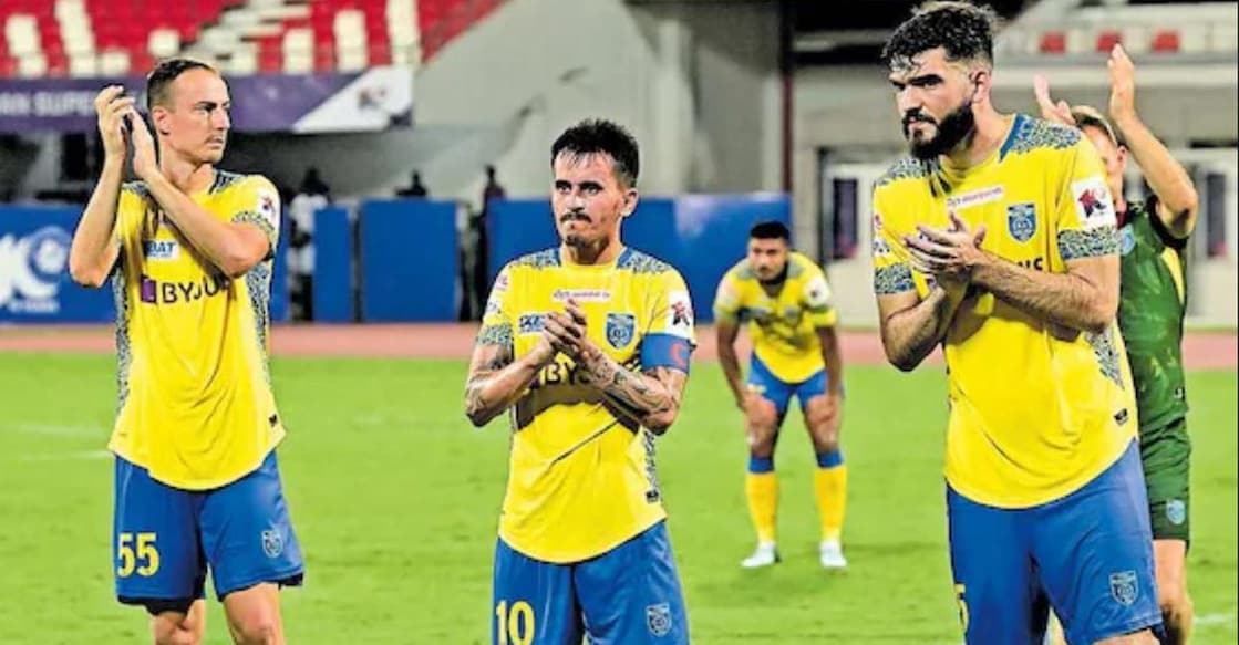 From left: Marko Leskovic, Adrian Luna and Milos Drincic after the loss to Odisha FC in the playoffs. File photo: Manorama