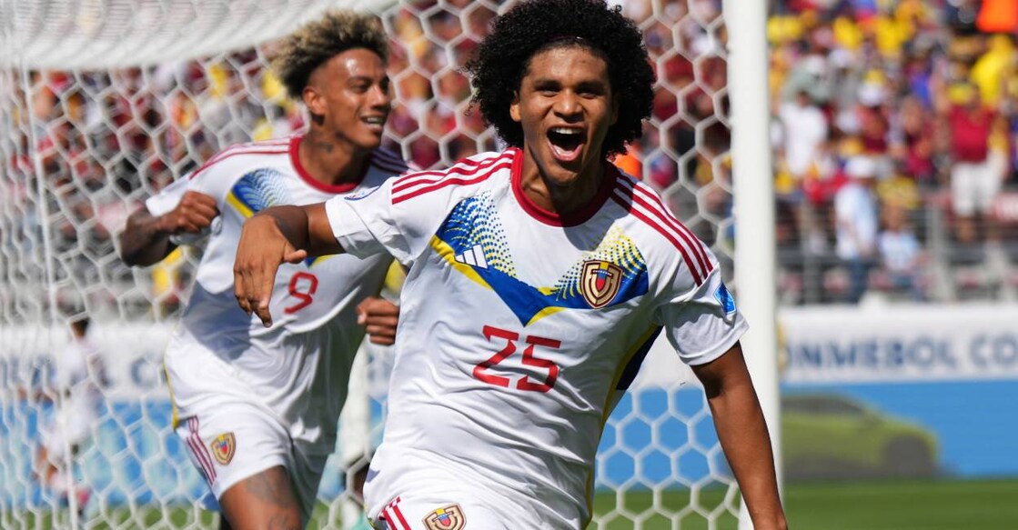  Eduard Bello of Venezuela celebrates after scoring the team's second goal against Ecuador. Photo: Thearon W. Henderson/ Getty Images via AFP