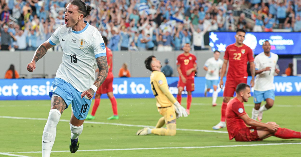 Darwin Nunez Uruguay forward Darwin Nunez celebrates his goal against Bolivia. Photo: USA TODAY Sports/Vincent Carchietta via Reuters