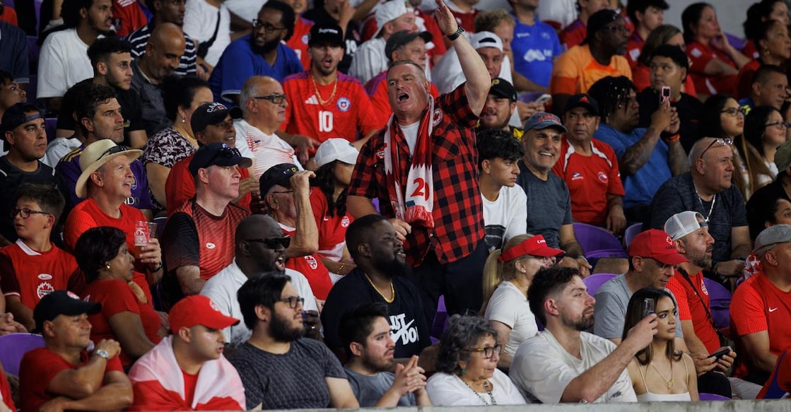 Canada fans cheer during the game against Chile. Photo: USA TODAY Sports/Morgan Tencza via Reuters