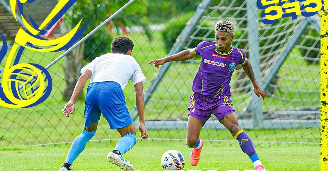 Action from the Pattaya United-Kerala Blasters match. Photo: X@KeralaBlasters 