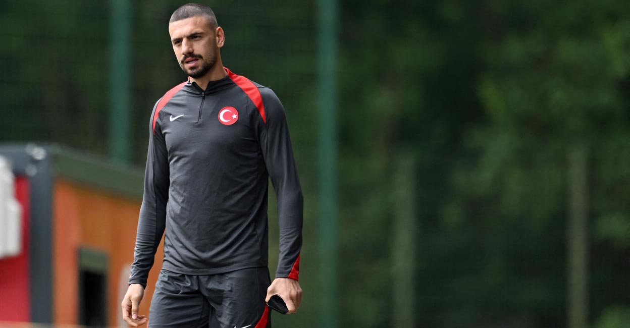 Demiral Demiral mimicked the shape of a wolf's head with his fingers after his second goal in Turkey's win over Austria in the last 16. File photo: Reuters/Teresa. Kroeger