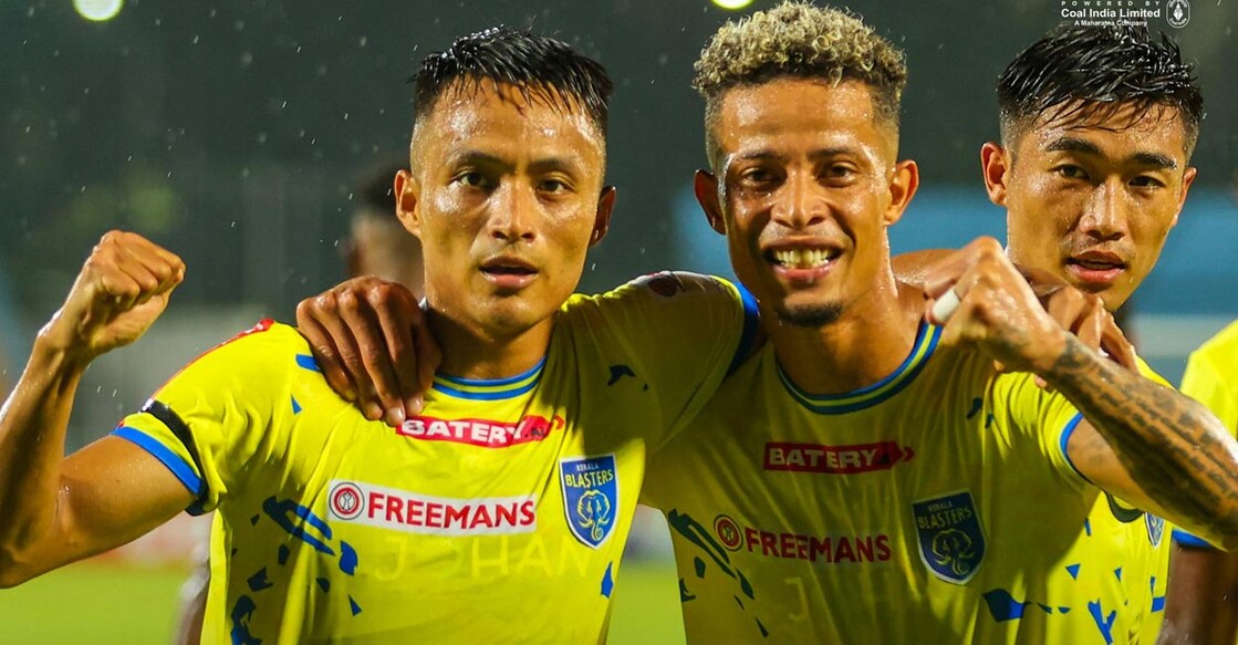 Noah Sadaoui, centre, put Blasters ahead in the 32nd minute. Photo: X@thedurandcup