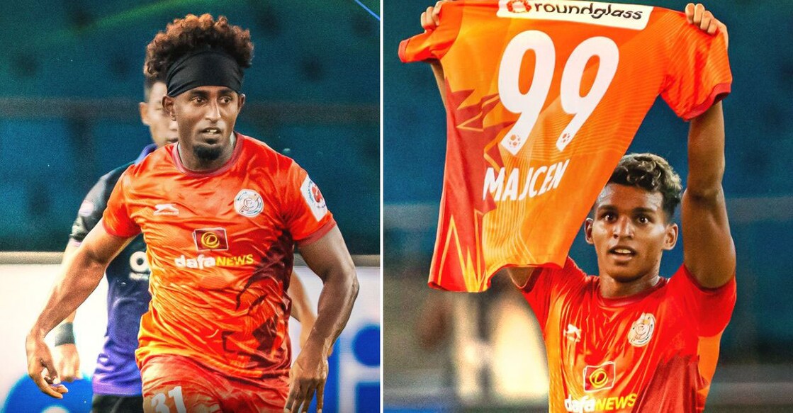 Leon Augustine (left) and Nihal Sudheesh scored for Punjab FC against Odisha. Photos: ISL