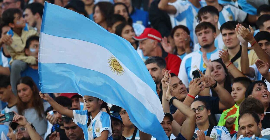 Argentina fans in the stands before the Argentina v Brazil match. Photo: REUTERS/Agustin Marcarian