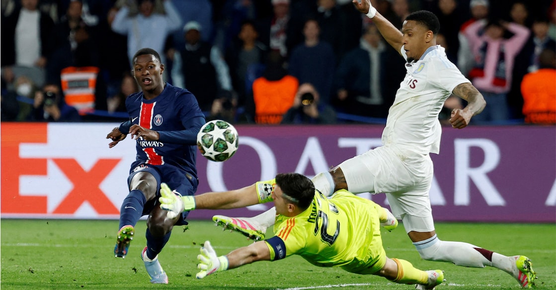 Paris St Germain's Nuno Mendes scores their third goal Photo: REUTERS/Stephanie Lecocq