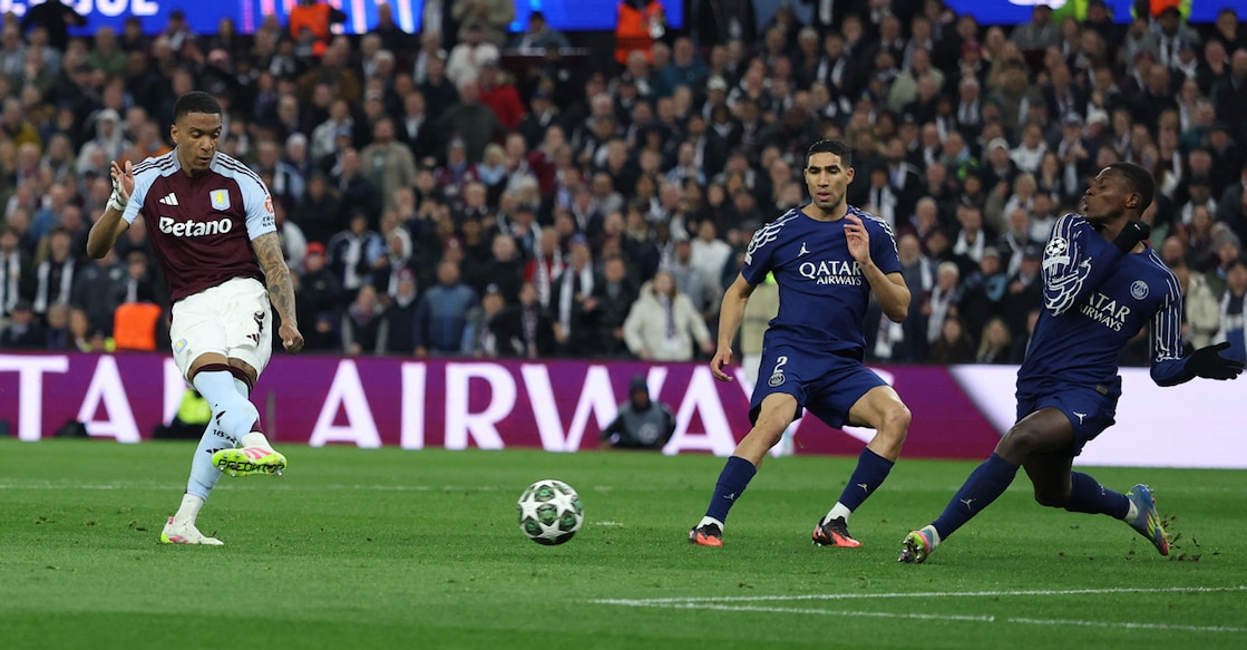 aston-villa-psg Aston Villa's Ezri Konsa scores their third goal against PSG. Photo: REUTERS/Hannah Mckay