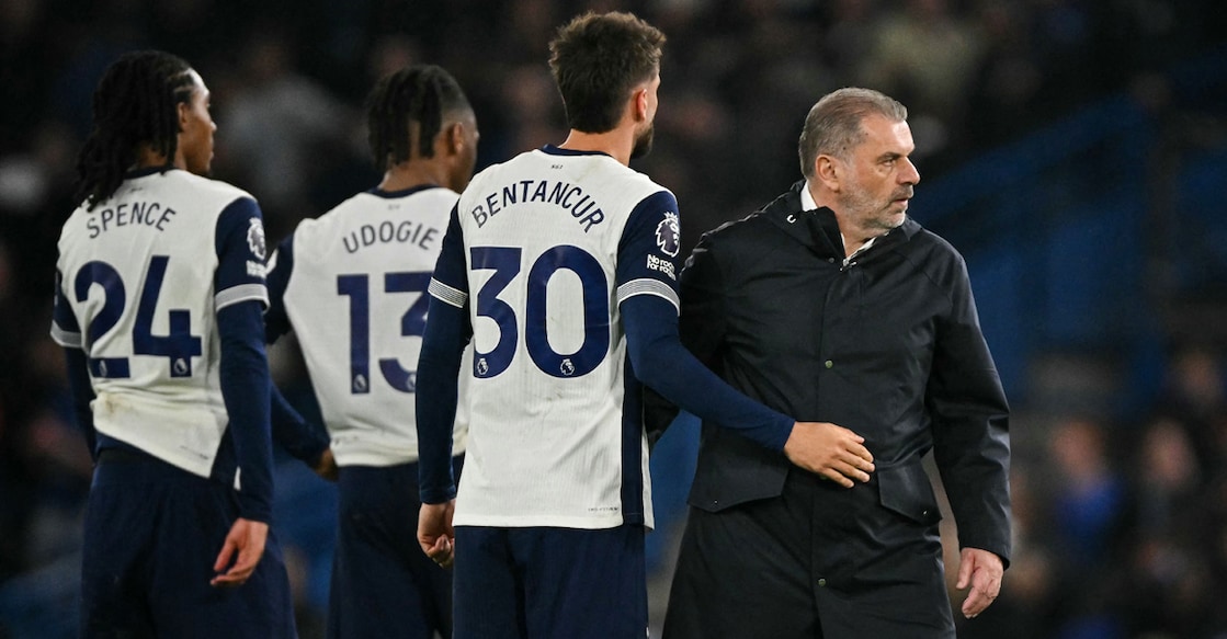 FBL-ENG-PR-CHELSEA-TOTTENHAM Tottenham Hotspur's Greek-Australian Head Coach Ange Postecoglou reacts at the end of a Premier League football match against Chelsea at Stamford Bridge in London on April 3, 2025. Photo: AFP/ Glyn Kirk