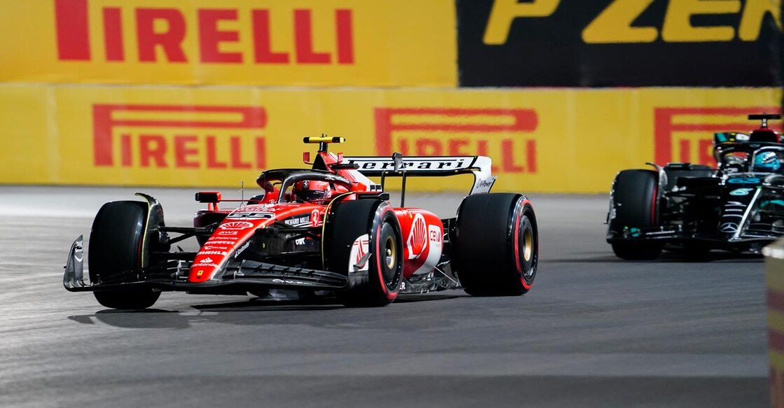 Ferrari driver Carlos Sainz in action during the Las Vegas GP qualifiers . File photo: USA TODAY Sports/Lucas Peltier via Reuters