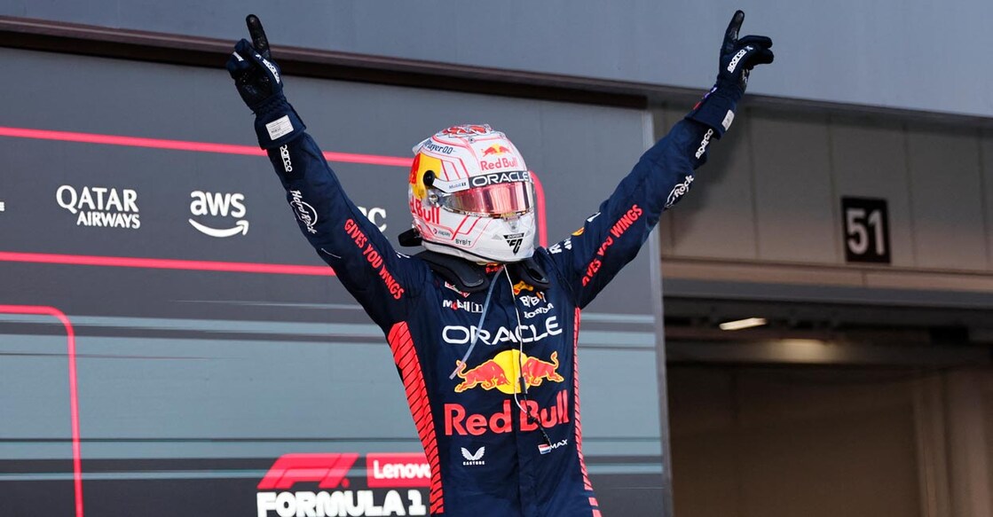 Red Bull's Max Verstappen celebrates after winning the Japanese GP. Photo: Reuters/Issei Kato
