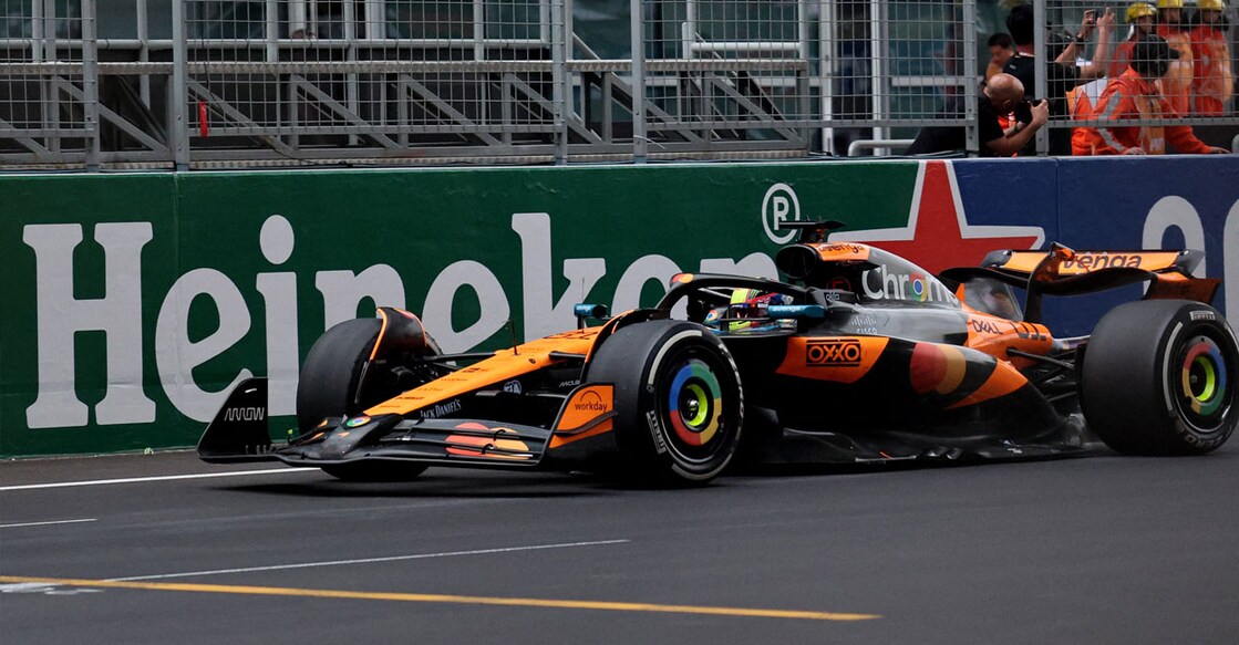 McLaren's Oscar Piastri in action before passing the chequered flag to win the Chinese Grand Prix. Photo: REUTERS/Go Nakamura