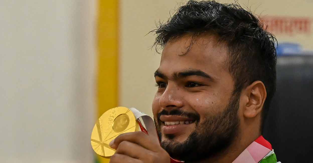 INDIA-2020-2021-TOKYO-PARALYMPICS Tokyo Paralympic gold medallist in the men's javelin throw F64 Sumit Antil poses during a felicitation ceremony in New Delhi on September 3, 2021. File Photo: Prakash SINGH / AFP