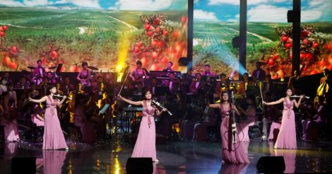 North Korean orchestra entertains South Korean gathering