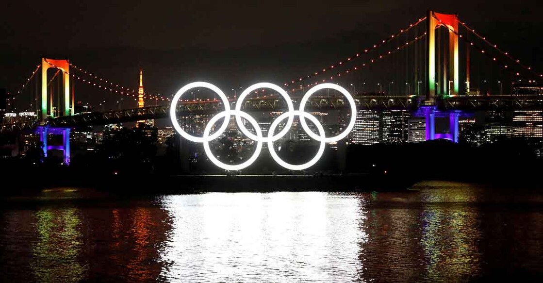 The giant Olympic rings at Odaiba Marine Park in Tokyo. File photo: Reuters