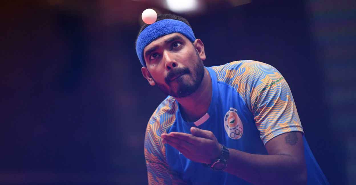 Sharath Kamal bounced back to enter the third round. File photo: AFP