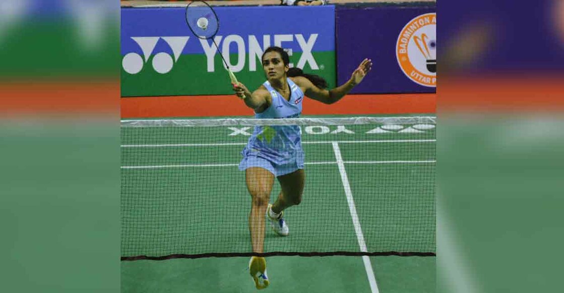 PV Sindhu beat Thailand's Supanida Katething 11-21 21-12 21-17 in a quarterfinals on Friday. Photo: Twitter/ @BAI_Media