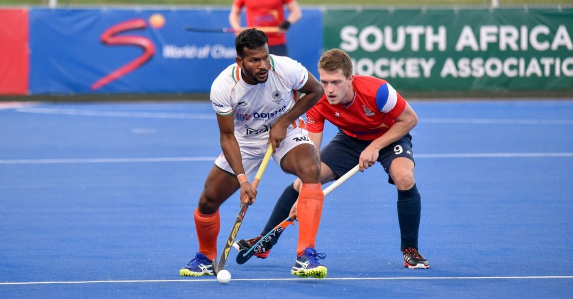 Action from the India-France match. Photo: IANS