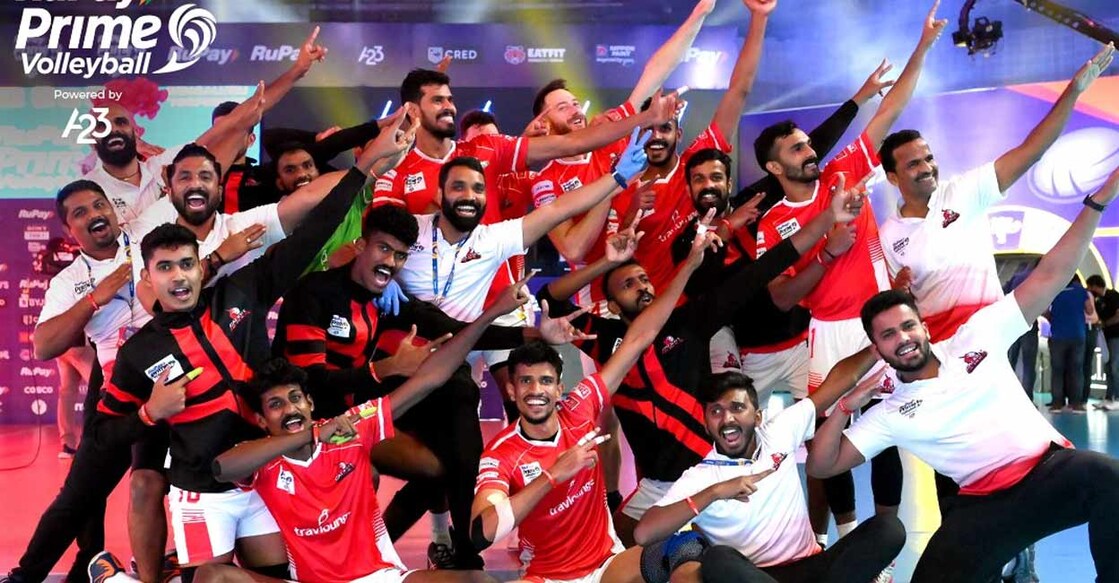  Calicut Heroes registered their first victory. Photo: Twitter/@PrimeVolley