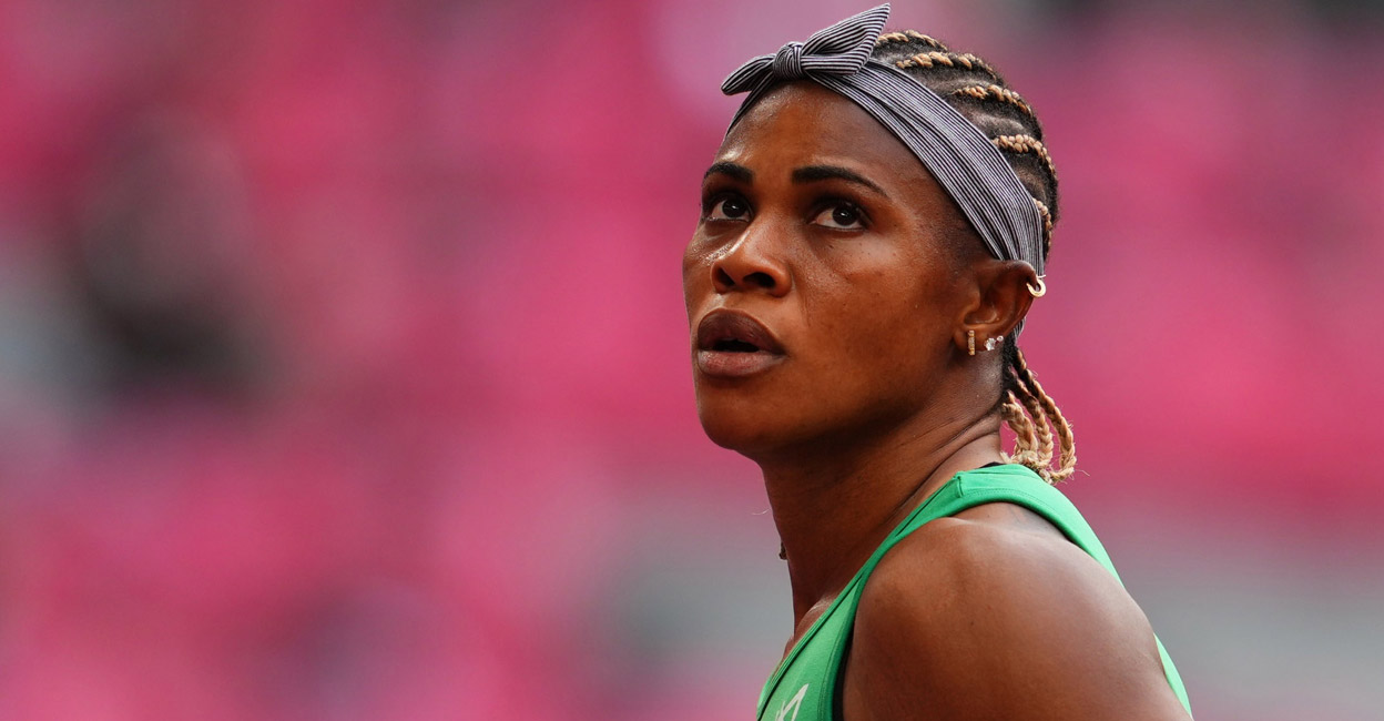 Blessing Okagbare of Nigeria reacts after competing at the Tokyo Olympics. File photo: Reuters/Aleksandra Szmigiel