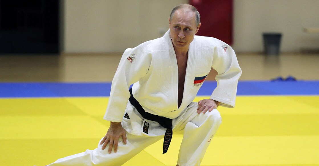 Vladimir Putin takes part in a training session with members of the Russian national judo team in Sochi on February 14, 2019. File photo: AFP/Mikhail Klimentyev