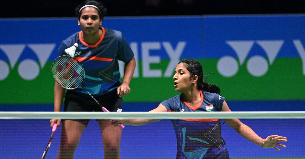Treesa Jolly and Gayatri Gopichand had reached the semifinals of the All England Championships. File photo: AFP/Justin Tallis