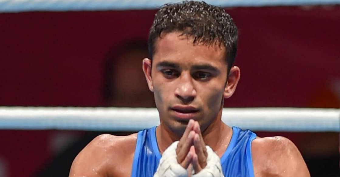 Jakarta: Indian boxer Amit Panghal after clinching gold in the men's light fly (49kg) boxing competition at the 2018 Asian Games, in Jakarta, Indonesia on Sept 1, 2018. (Photo: IANS/SAI)