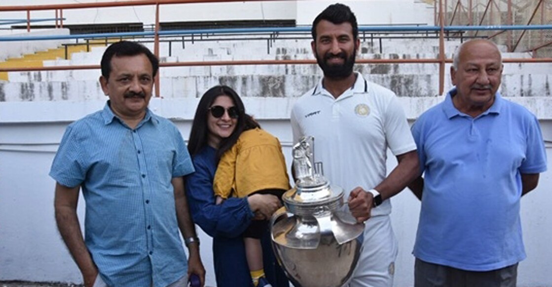 Cheteshwar Pujara tweeted an image of his family. Photo: IANS