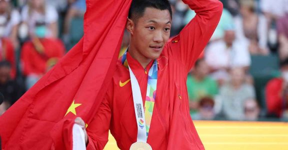 China's Jianan Wang pulled off a miracle in his final jump to snatch the gold. Photo: AFP/ Patrick Smith China's Jianan Wang pulled off a miracle in his final jump to snatch the gold. Photo: AFP/ Patrick Smith