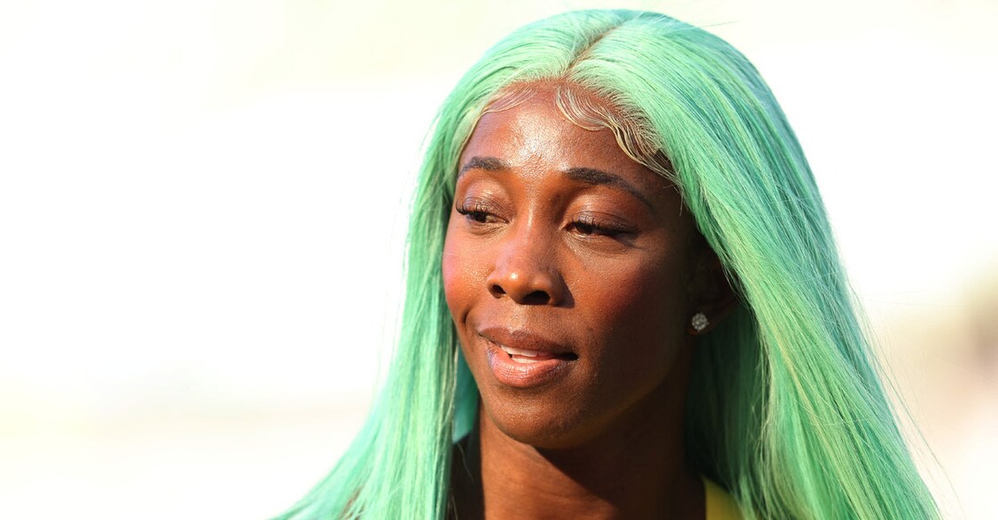 Shelly-Ann Fraser-Pryce reacts after competing in the 200m heats. Photo: AFP/Patrick Smith