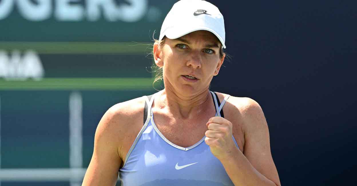 Simona Halep reacts to winning a point against Beatriz Haddad Maia in the women's final of the National Bank Open at Sobeys Stadium. Photo: Reuters