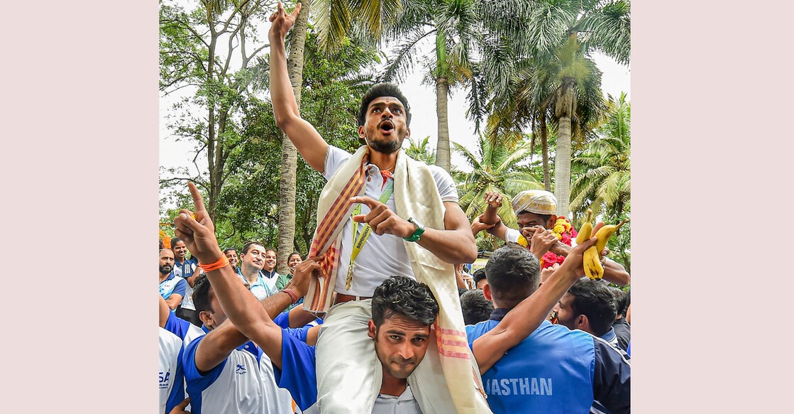 Gold medallist Eldhose Paul will receive Rs 20 lakh from the Kerala government. Photo: PTI