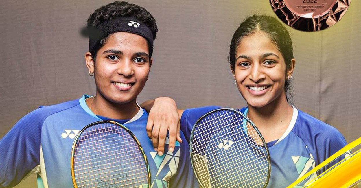 Gayatri Gopichand and Treesa Jolly won the bronze in women's doubles. Photo: Twitter@BAI-Media