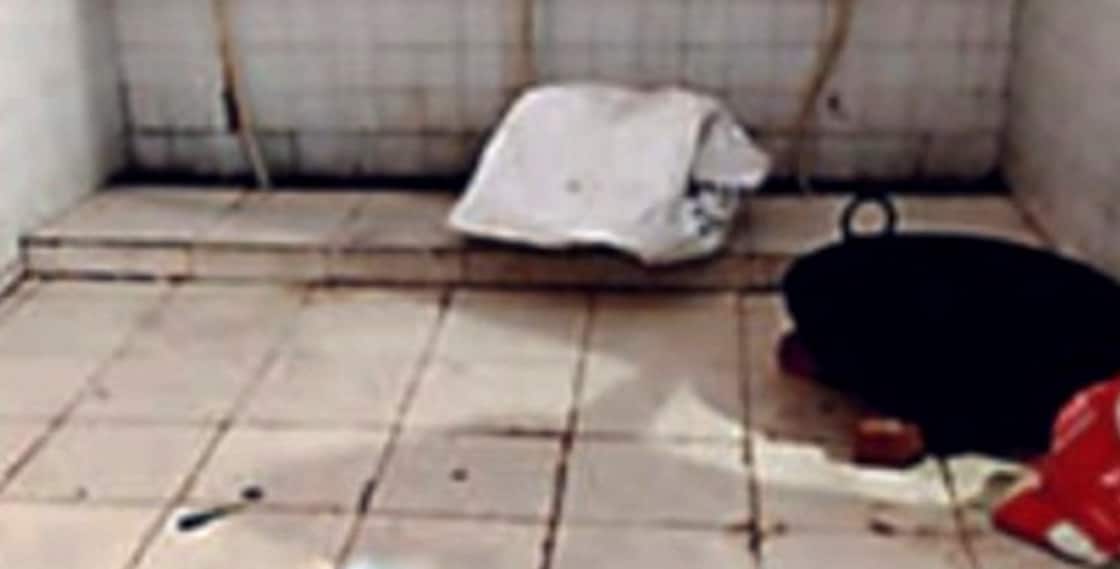 The photographs of food placed on the floor of a toilet in the sports stadium in Saharanpur have gone viral. Photo: IANS