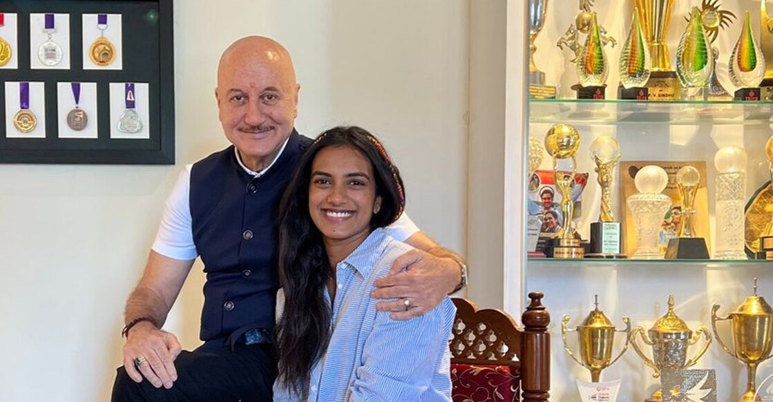 Anupam Kher with P V Sindhu