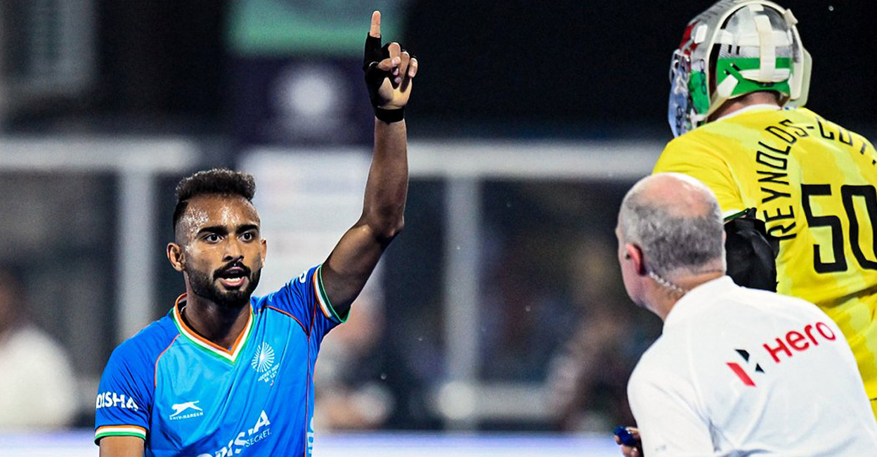 India win a thriller against Wales in the final match of the day to finish 2nd in Pool D. Photo: Twitter @FIH_Hockey