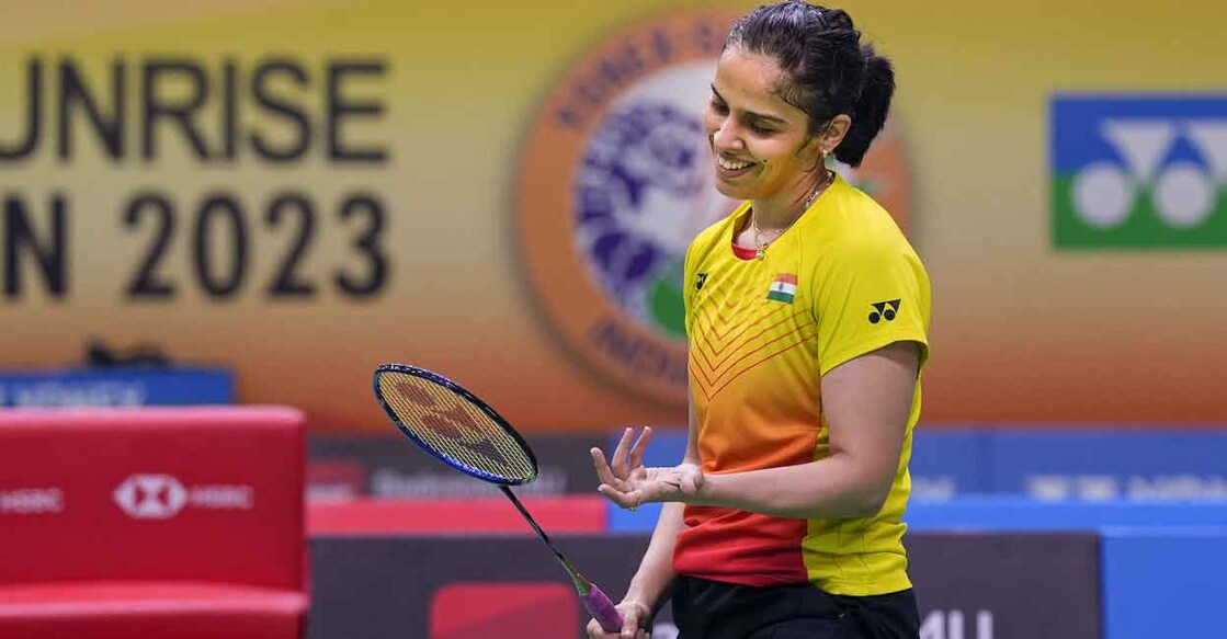 Saina Nehwal reacts during the match against Chen Yu Fei. File photo: PTI /Manvender Vashist Lav