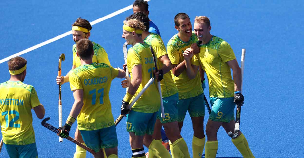 Australian players celebrate a goal against India in the 2022 Commonwealth Games final. File photo: AFP/Darren Staples