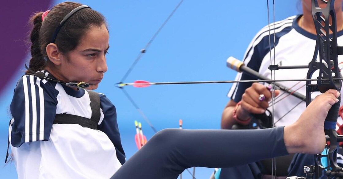 Sheetal Devi clinched the women's individual compound gold to add to the yellow metal she won in the compound mixed team event. Photo: X@narendramodi